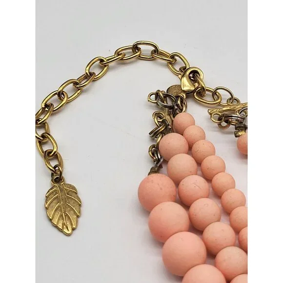 David Aubrey Statement Crystal Beaded Pastel Necklace Peach Green Yellow Boho - Picture 6 of 10